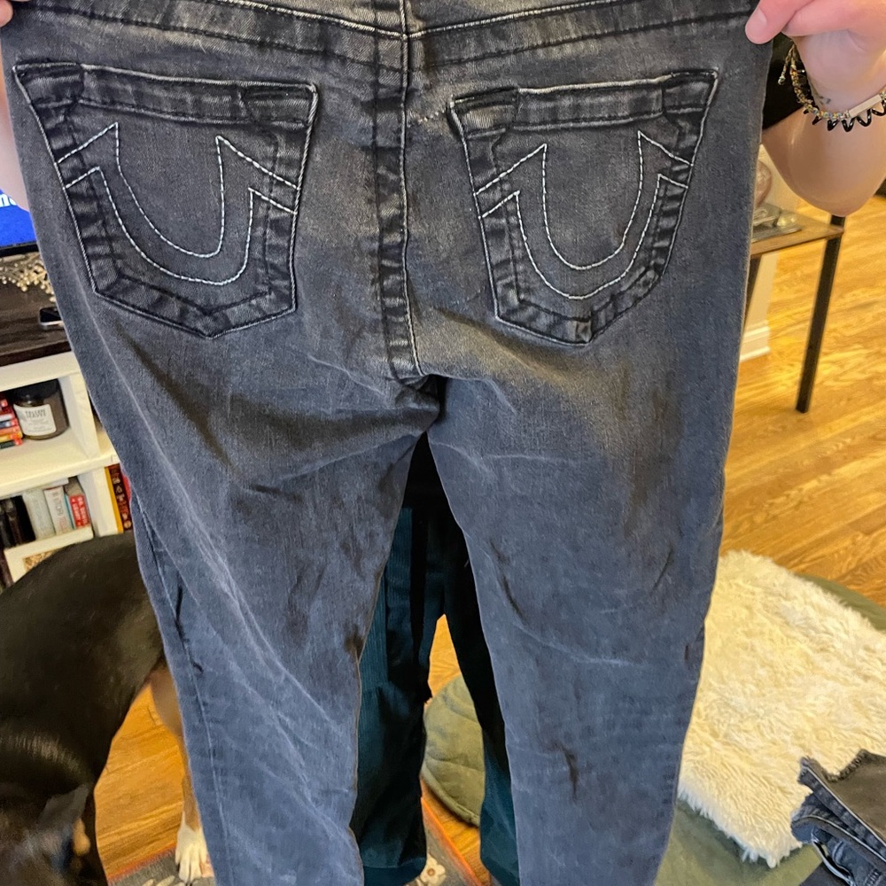 True Religion Women's Black Jeans- Mid Rise Super Skinny
